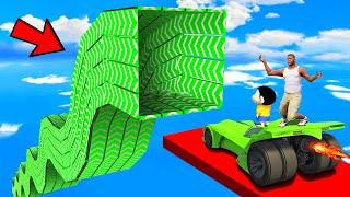 SHINCHAN AND FRANKLIN TRIED THE IMPOSSIBLE CURVY BUMPY SPEED BOOSTER TUNNEL PARKOUR CHALLENGE GTA 5