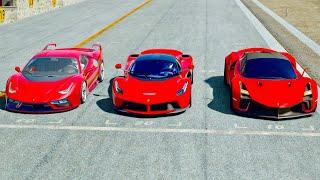 Ferrari Stallone vs Ferrari LaFerrari vs Ferrari 7X Design GTO Vision at Monza GP