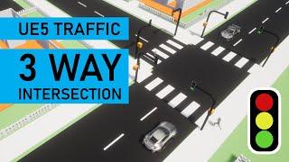 Unreal Engine Traffic System - 3-Way Intersection - UE5 Open World #42