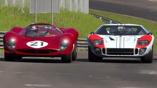 Ford GT40 1966 vs Ferrari 330 P4 1967 at Nurburgring Nordschleife
