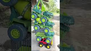 Xe ô tô công trình, máy xúc, xe cẩu khủng long | Toy cars, dinosaur trucks #shorts