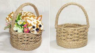 DIY jute crafts. Делаем корзинку из джута. Смотрите как это легко!