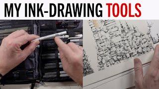 All my ink drawing tools which I used the last 3 years