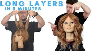 HOW TO CUT LONG LAYERS WITH BANGS IN 5 MINUTES