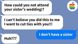 【Apple】 I got an angry text from my little sister for not coming to her wedding but...