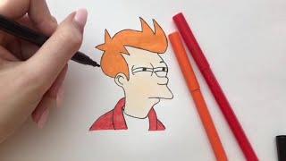 Как нарисовать Фрая из Футурами/How to draw Fray(Futurama)