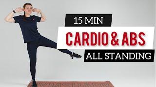 15 min STANDING CARDIO & ABS WORKOUT / Lose Fat & Get Abs /No Jumping / No Equipment / Home workout