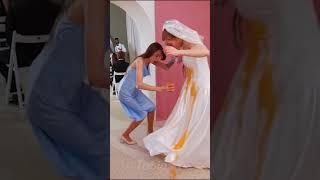 Bride's dress got ruined 1 min before wedding! #shorts