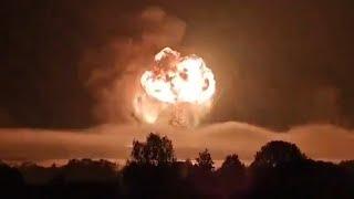 Ukrainian drones blow up a Russian ammunition depot in the Tver region.