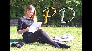 Serena Studying On Grass | Black Pantyhose