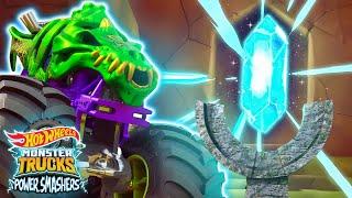 GIANT Skelesaurus Powers Up with the Power Crystal! | Hot Wheels Monster Trucks Power Smashers