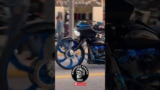 Man And Girlfriend With Harley Davidson Road Glide Bagger Custom