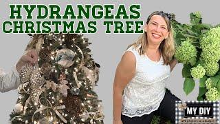 HOW TO DECORATE A CHRISTMAS TREE WITH DRIED HYDRANGEAS | CHRISTMAS TREE DECORATING TUTORIAL