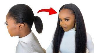 NO CROCHET! NO CORNROWS! Fake Full Natural Hair in 10minutes