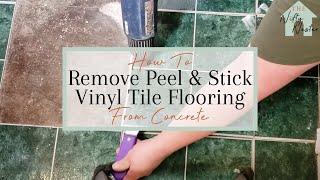 How To Remove Peel And Stick Vinyl Tile Flooring From Concrete | Bathroom Makeover On A Budget EP.3