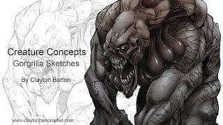 Character Design - Gorgrilla Creature Sketches