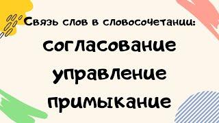 Согласование, управление, примыкание - виды подчинительной связи. Связь слов в словосочетании. 8 кл.