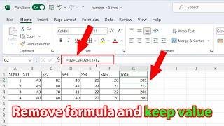 How to remove formula in excel and keep values