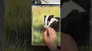 A relaxing timelapse of a badger in acrylics