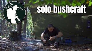 Solo overnight in the woods - Open tarp shelter, making a folding bucksaw, fatwood harvesting