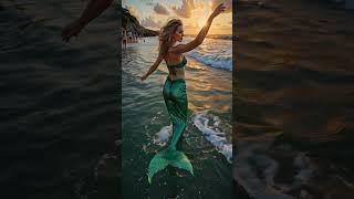 She is at Sunset  AI Brings Ocean Fantasy to Life! #mermaid #siren #shots #mermaidlove #tiktok
