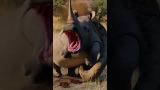Rescue team comes in time to help the rhino escape from the giant python #animals