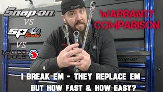 SNAPON vs SP TOOLS vs MATCO - WRENCH AND WARRANTY COMPARISON