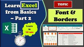 Learn Excel from Basics through Tamil | Functions of Font, Draw Border Grid, Fill Colors - Part 2