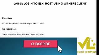 LAB 3 LOGIN TO ESXI HOST USING VSPHERE CLIENT | VMWARE CERTIFICATION TRAING | VMWARE COURSE