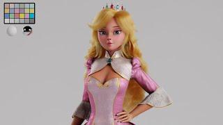 Stylized Princess Peach (Cocktail dress - 3D Character - 360º Turntable Animation)