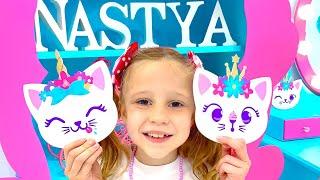 Nastya and her DIY room for kids decor ideas. Room In Style Like Nastya