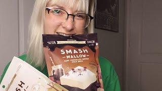 ASMR + Mukbang Snacking on Marshmallows SMASHMALLOW EDITION w/ Whispering & Package Crinkling