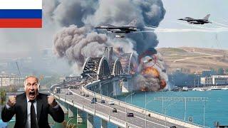 1 minute ago! F-16AS fighter jets dropped 10-ton bombs on the Krusk bridge