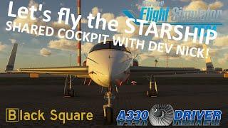 SHARED COCKPIT in the Black Square STARSHIP! With Developer Nick! | Two Real Pilots flying flightsim