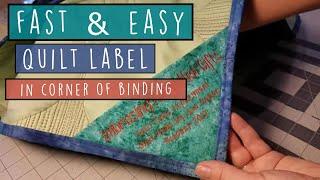 Quilt Label Idea - Fast and EASY - Triangle Quilt Label Sewn Into Binding