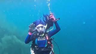 scuba diving girl Asian