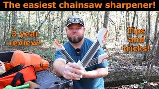 Easiest to use chainsaw sharpener! 3 year update with tips and tricks! Stihl 2 in1 sharpener. #685