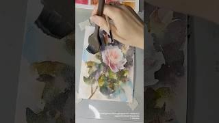 Роза без карандаша // Акварель Юлии Евсюковой