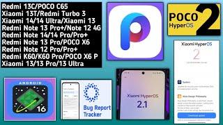 HyperOS 2.0 Dec Update/HyperOS 2.1 App's Update/Android 16 Features/POCO Launcher/2.0 Bugs Tracker