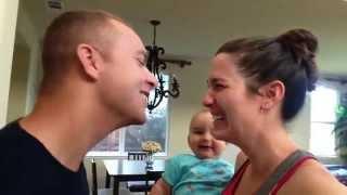 Baby LAUGHS when mom and dad kiss!