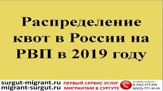 Распределение квот в России на РВП в 2019 году