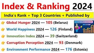 Indexes & Ranking 2024 Current Affairs | Important INDEX 2024 Current Affairs | Current Affairs 2024