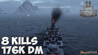 World of WarShips | Neptune | 8 KILLS | 176K Damage - Replay Gameplay 4K 60 fps