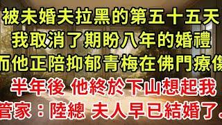 被未婚夫拉黑的第五十五天，我取消了期盼了八年的婚禮。而他還陪著抑郁癥的小青梅在佛門療傷，半年後，他終於下山想起我，管家：陸總，夫人早已結婚了..