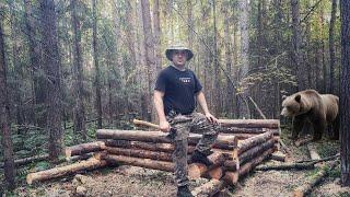 I’m Building A Log Cabin In The Wilderness. Log A-Frame Cabin! Solo Bushcraft