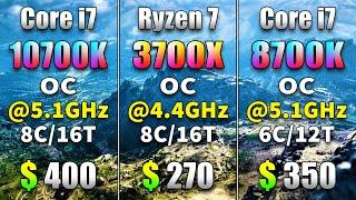 Core i7 10700K OC @5.1GHz vs Ryzen 7 3700X OC @4.4GHz vs Core i7 8700K OC @5.1GHz