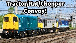 TRACTOR, RAT, CHOPPER Heritage Convoy Headed to East Lancs Railway - Plus STABLED locos at Crewe!