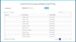 Import CSV File into Jquery Datatables using PHP Ajax