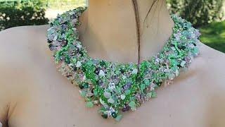 Beaded necklace / Beaded collar/How make necklace /Master class/Колье из бисера/Как сделать колье/