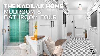 THE KADILAK HOME | OUR MODERN FARMHOUSE MUDROOM DESIGN AND SEAFOAM GREEN BATHROOM